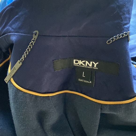 DKNY DONNA KARAN New York PRUSSIAN METAL TRENCH COAT LARGE NEW - Picture 8 of 11